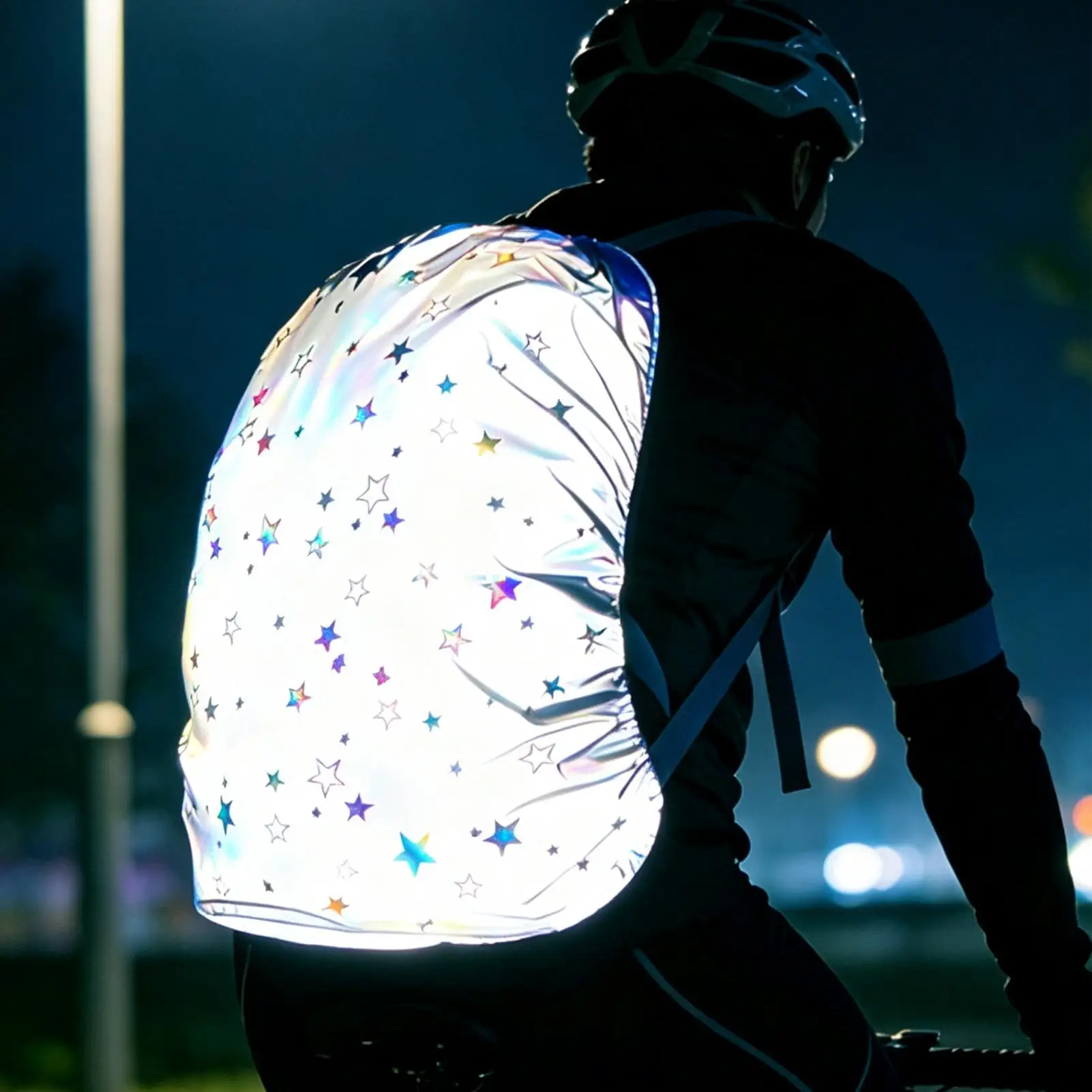 Reflective Waterproof Backpack Rain Cover Colorful Gradient Star Backpack Rain Cover Outdoor For Sports Cycling Safety
