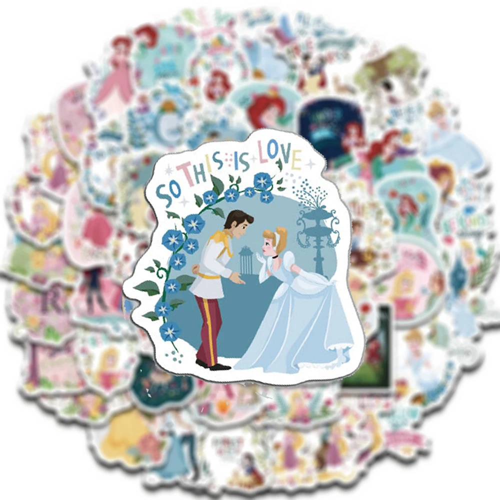 

10/30/60pcs Disney Cartoon Cute Mix Princess Stickers Anime Girl Snow White Ariel Decals Suitcase Laptop Bike Kawaii Sticker Toy