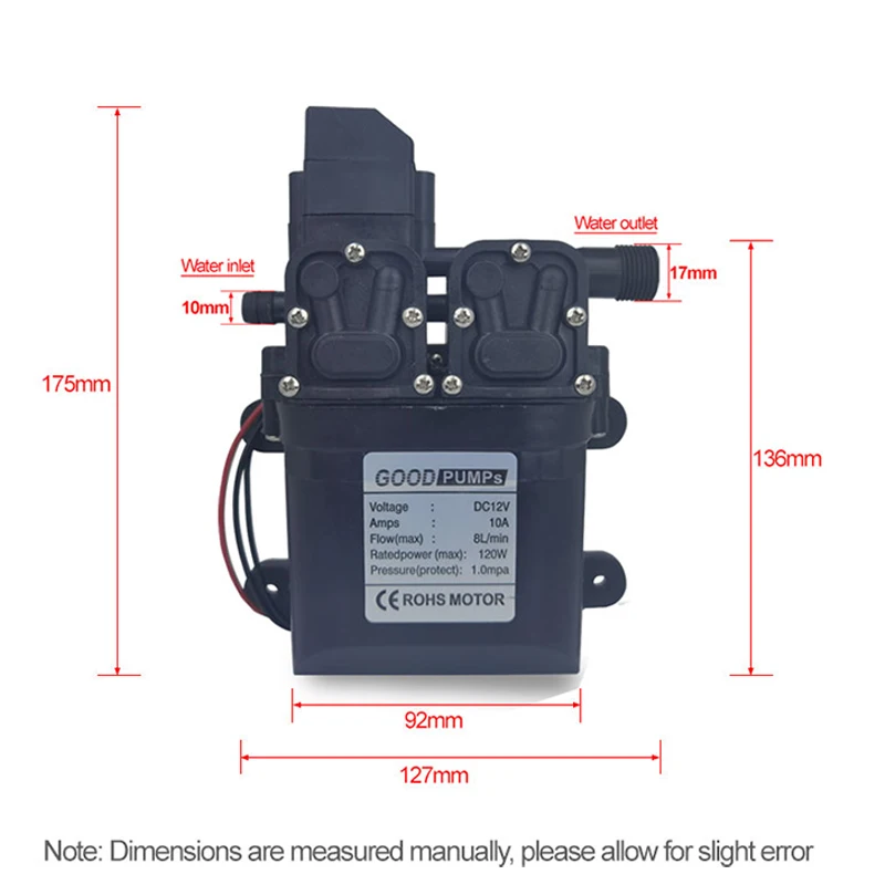 مضخة بخاخ كهربائي 12 فولت ذاتية التحضير عالية الضغط غسيل السيارات مضخة الحجاب الحاجز مضخة معززة صغيرة بدون طيار البخاخ الملحقات
