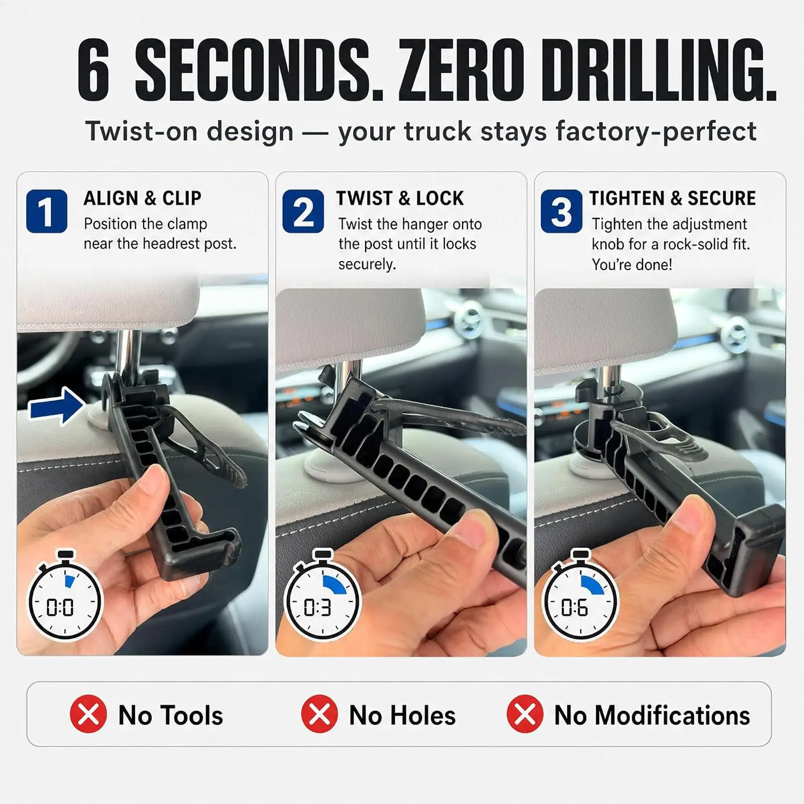 Bow Hanger For Truck 1 Pair Heavy-Duty Secure Headrest Mount Bracket Headrest Bow Hanger For Vehicle Storage Transport Car Truck