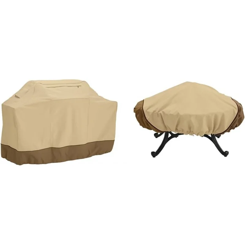 64 Inch BBQ Grill and 44 Inch Round Fire Pit Covers