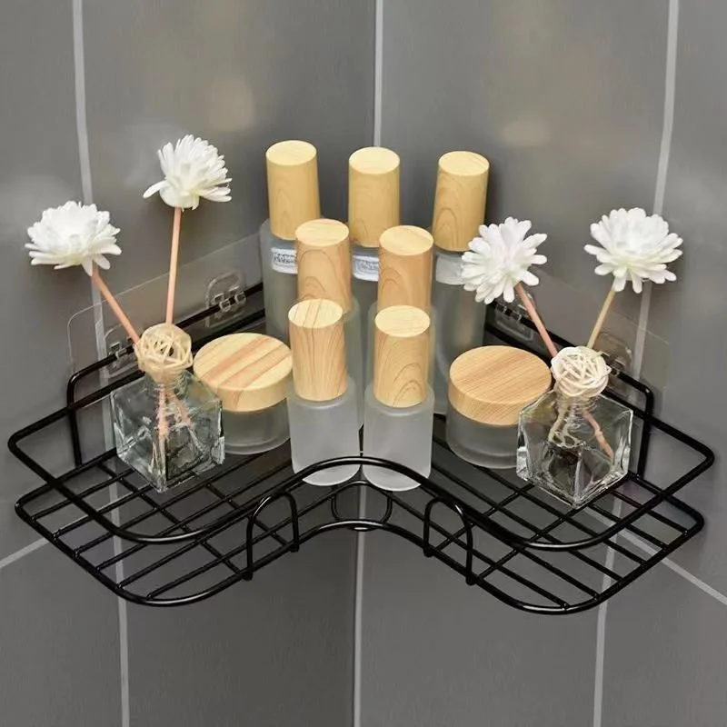 Space-Saving Corner Shower Caddy - Wall Mounted Bathroom Organizer For Toiletries & , No Drilling Required