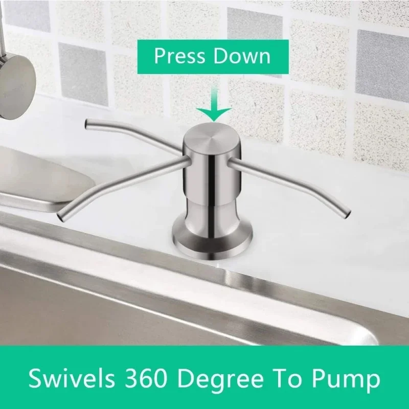 Kitchen Sink Soap Dispenser ABS Bottle Dispenser Detergent Liquid Soap Lotion Dispensers Hand Press Type Stainless Steel Head