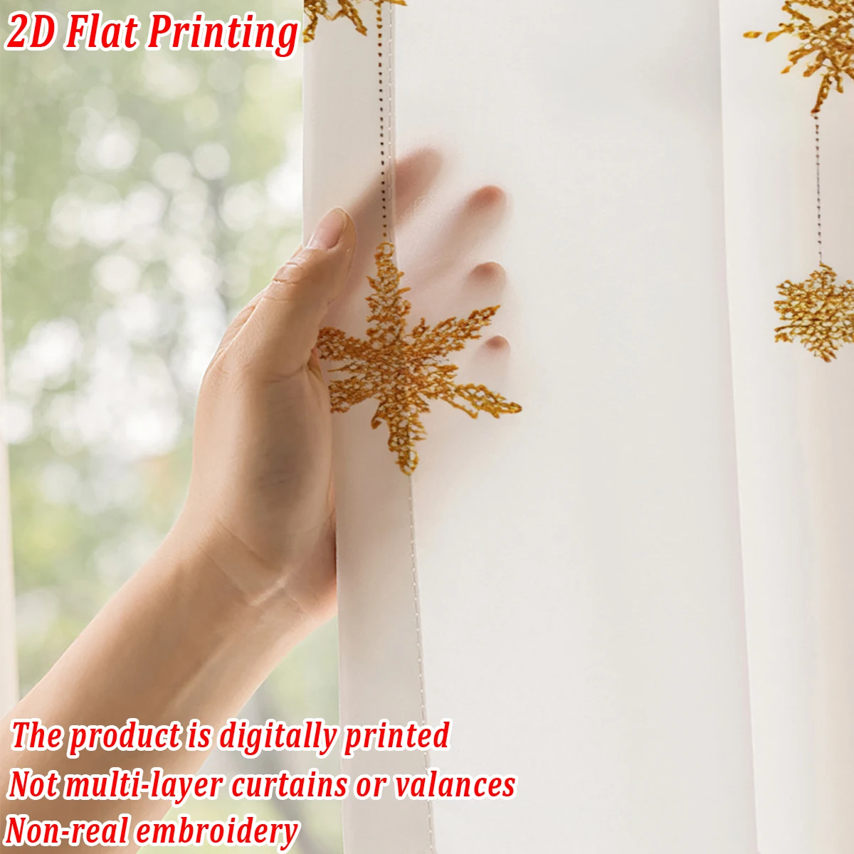 クリスマスフラットプリントシアーカーテン、クリスマスオーナメント、松ぼっくり付き、リビングルーム、ベッドルーム、パーティー、ドア、窓の装飾用