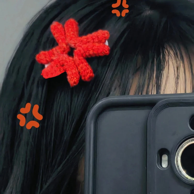 Duckbill Clip Angry Emotion Hair Clip Funny Crochet Barrettes Hair Accessories Korean Style Girl Cartoon Side Fashionable Clip