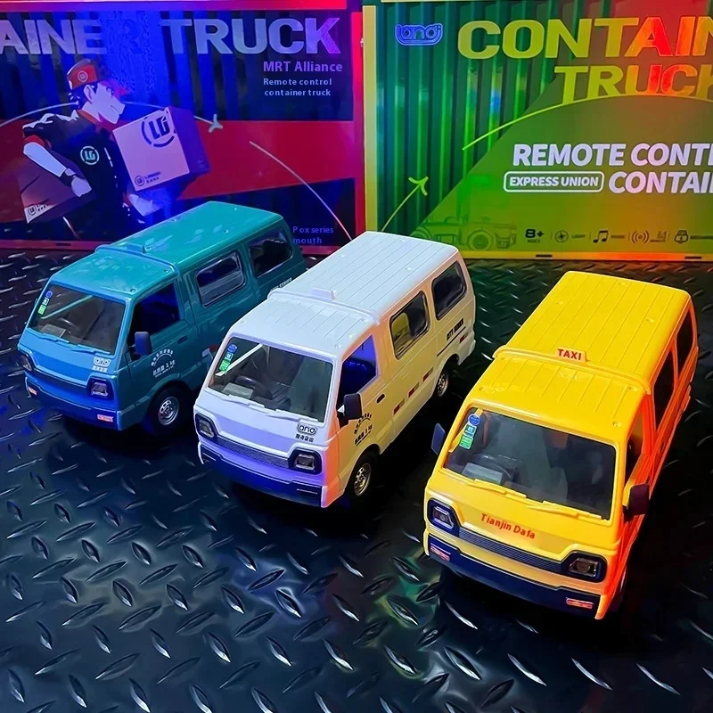 1/16 스케일 무선 조종 밴 트럭 2.4GHz 5채널 미니 RC 장난감 (모의 주차장, 아이스크림 트럭, 조명 포함) 어린이용