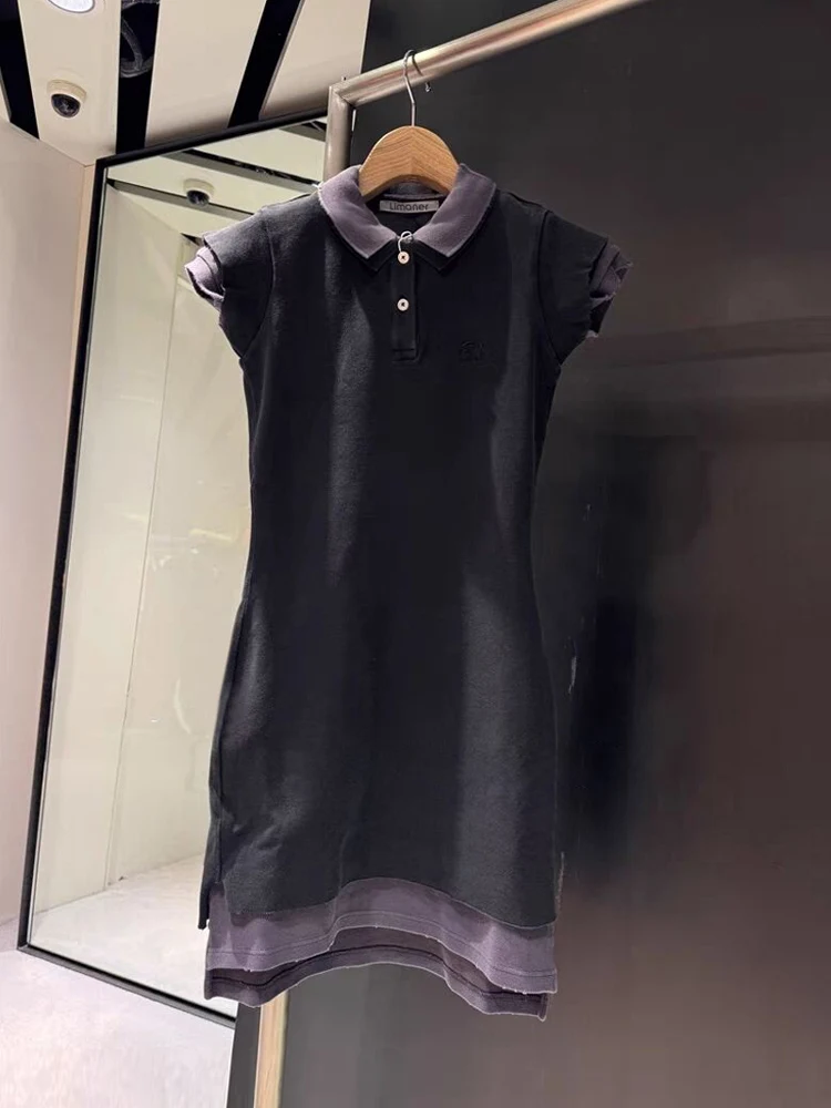 

LIMANER25 Summer ort Sve Collar Slim Fit ort Dr Women's High Waist A-Line Skirt High Waist Cotton Blend Dr