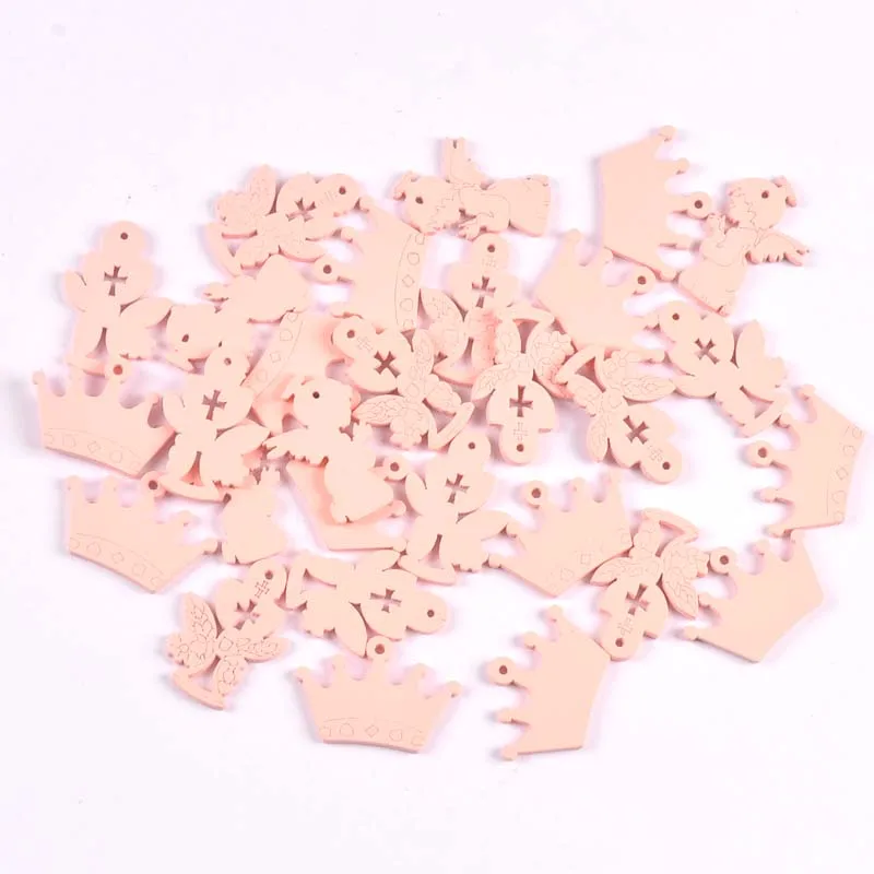 Fai da te croce in legno angelo Charms ornamenti ciondolo blu/rosa Baby battesimo decorazioni gioielli festa 30 pz cp3275