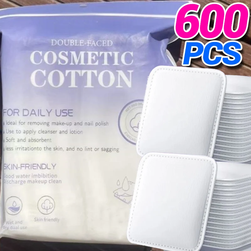 

100/600Pcs Disposable Makeup Removal Cotton Pads for Facial Cleaning Wet Application Portable Double-sided Cosmetic Cotton Pads