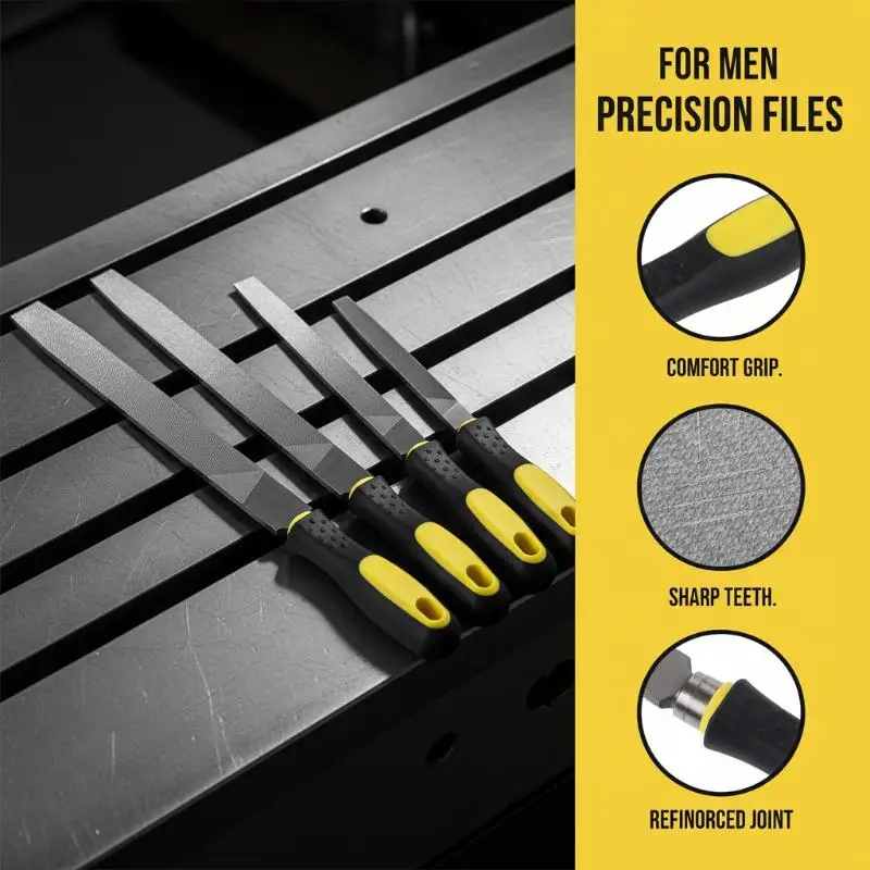 

6/8/10/12 Inch High Carbon Steel Flat File Durable Sharp Hand File For Metal Wood Stone Glass Sanding Polishing Woodworking Tool