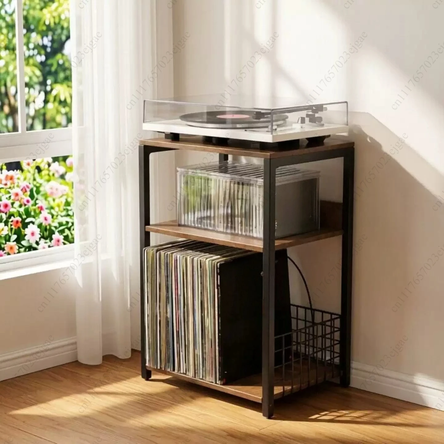 Iron wood support multifunctional storage and display cabinet, used for turntable bookshelf speakers and magazine racks