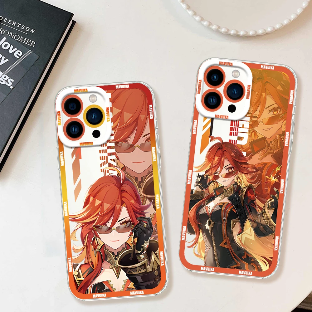 game Genshin Impact MAVUIKA For Samsung Galaxy A 15 54 55 S23 S24 S25 4G 5G Ultra Plus Fe Cover Transparent Bezel Shell