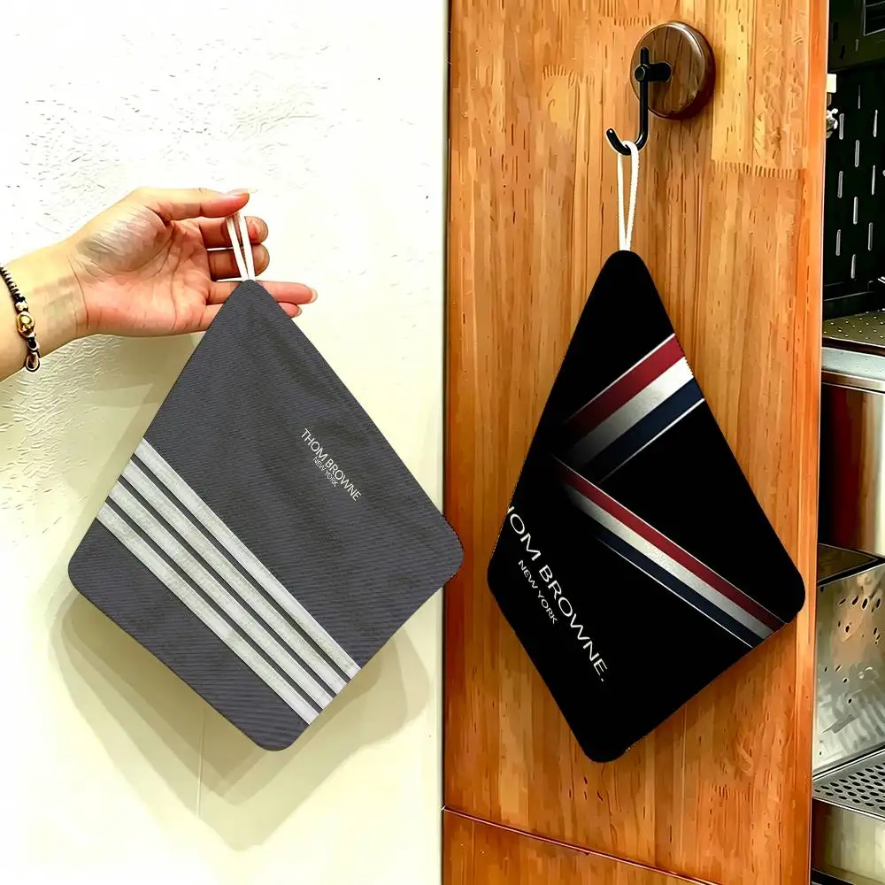 Fashion Brand T-Thom B-Brown Household Hanging Towel, Polyester Cotton Hand Wiping Towel, Sturdy for Bathroom Bedroom