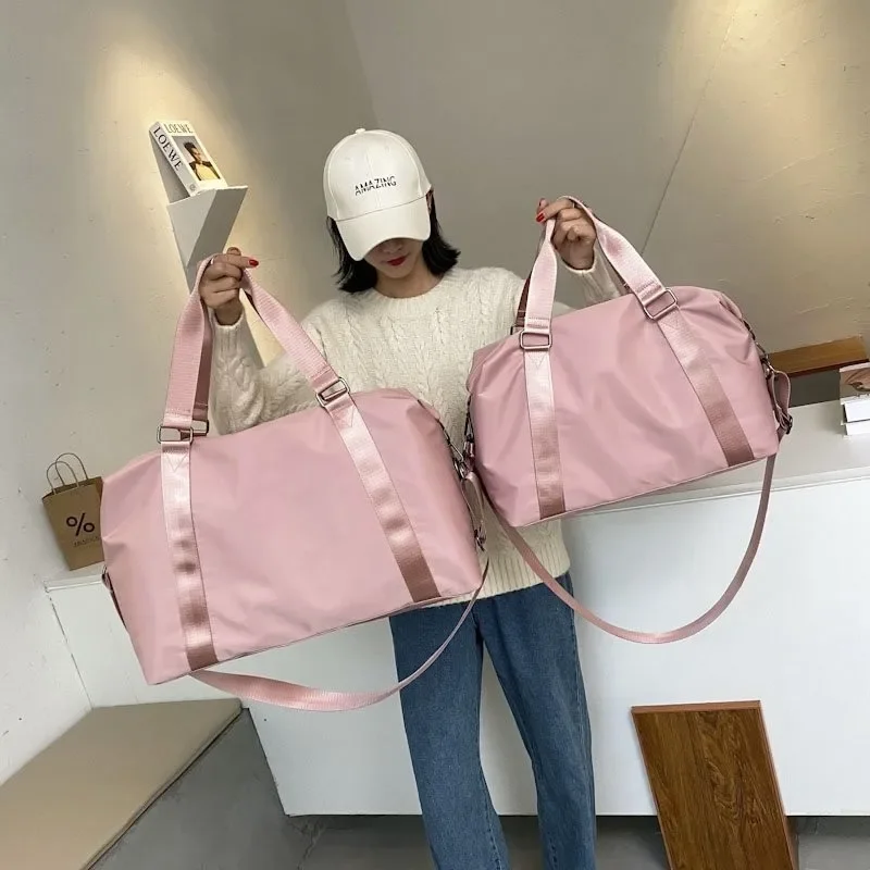 Mala de viagem grande para mulheres, bolsas Duffle multifuncionais, bolsa de ombro impermeável de nylon, bolsos secos molhados para mulheres, academia