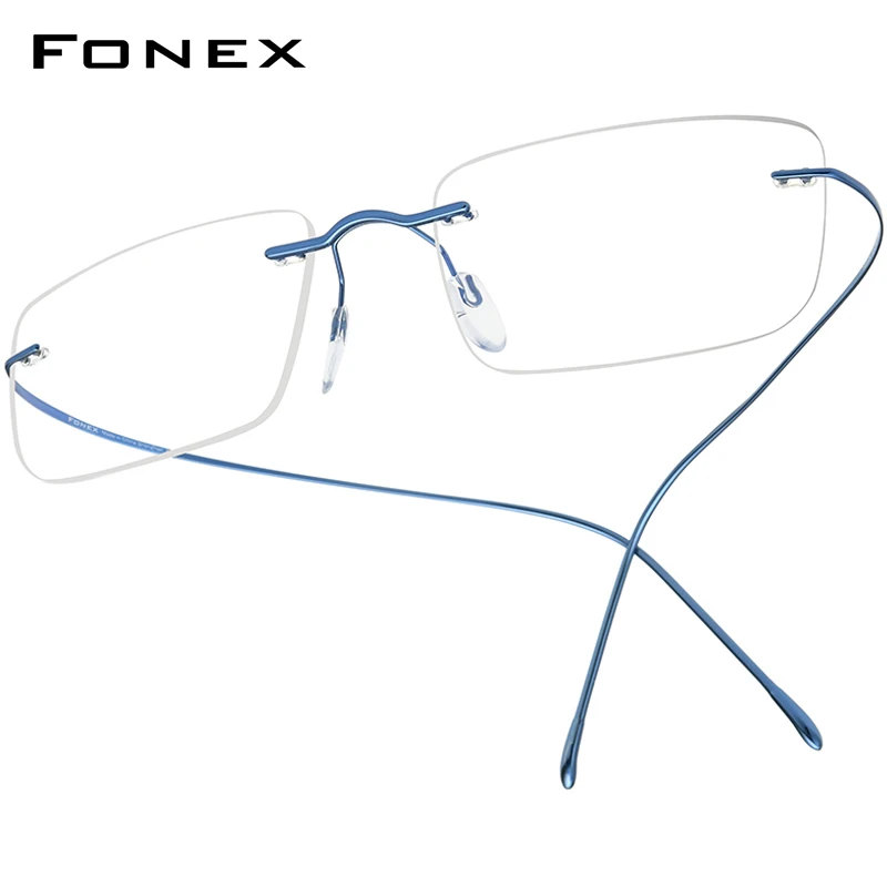 FONEX B Titanium Glasses Frame Men New Brand Design Rimless Square Eyeglasses Frameless Women Ultralight Japanese Eyewear 85634