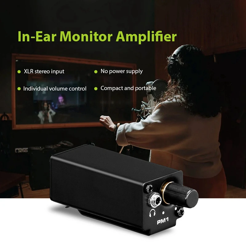 In Ear Monitor Amplifier Portable Stereo Headphone Amp with XLR Input Volume Adjustment Plug Play for Musician