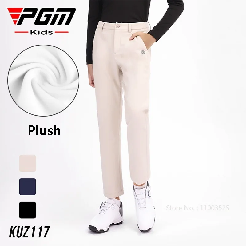 

PGM Winter Children Golf Pants Boys Plush Windproof Golf Pants Kids Keep Warm Long Trousers Skin Friendly Soft Sweatpants