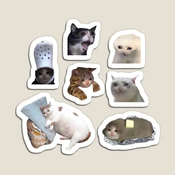 Weinende Katze Meme Pack Magnet Magnethalter Niedlicher bunter Kühlschrank Lustiges Zuhause für Kühlschrank Organizer Kinderspielzeug Kinder