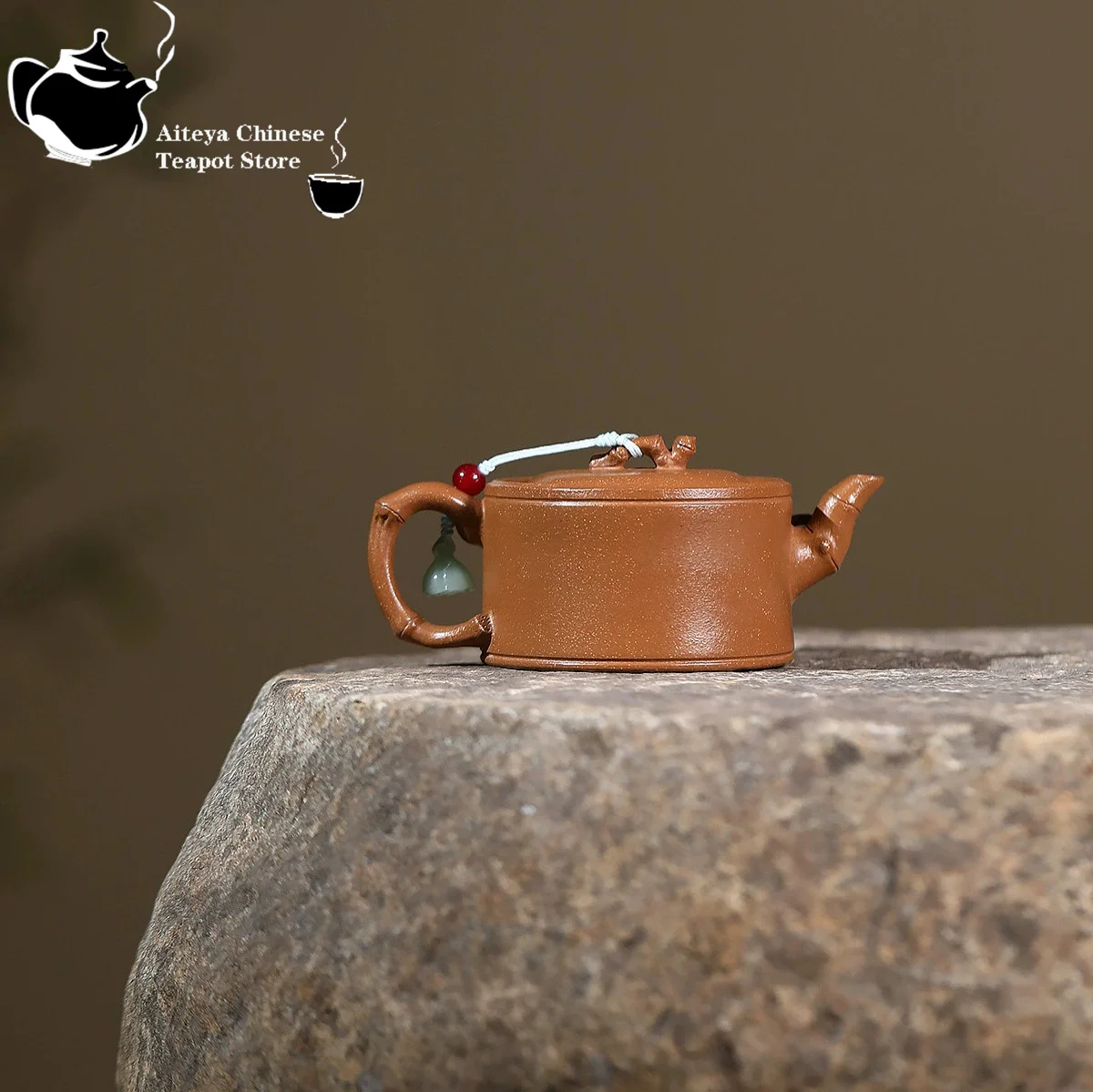 Tetera de arcilla púrpura Yixing, mineral original, barro inclinado, sección de bambú de dos colores, tetera china, juego de té de Kung Fu
