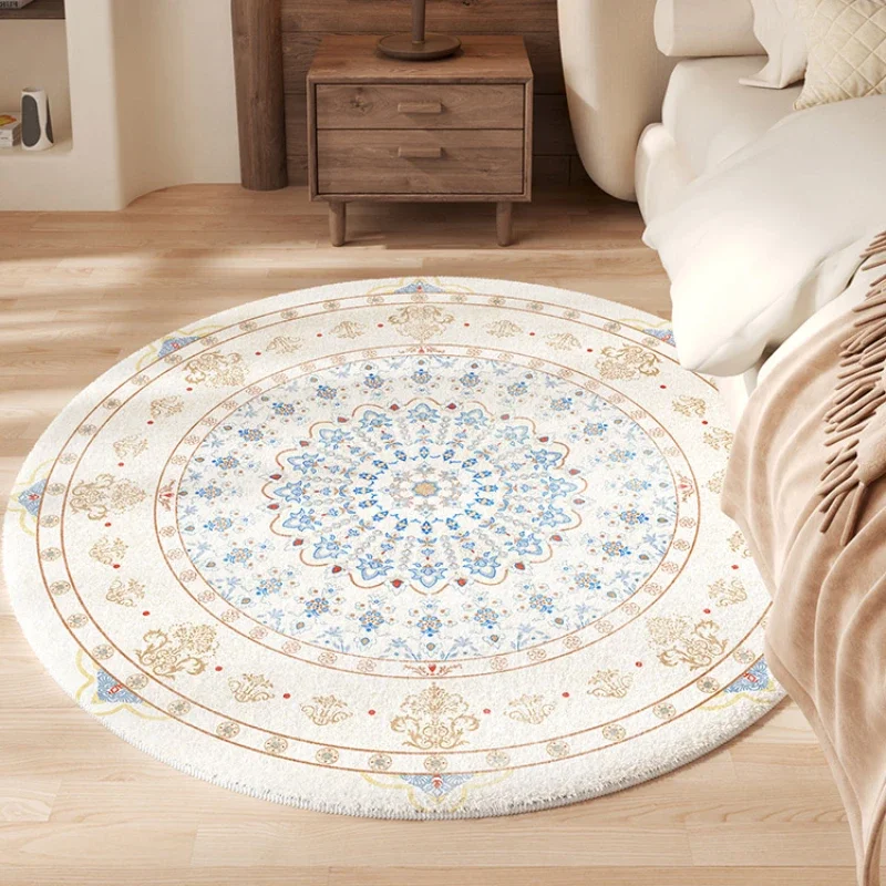 

Round Rug for Living Room & Bedroom – Boho Style Soft Fluffy Floor Mat with Non-Slip Backing