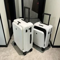 New Front Opening Suitcase Travel Luggage Business Suitcases on Mute Wheels 20inch Cabin Rolling Luggage 24''ABS+PC Travel Bags