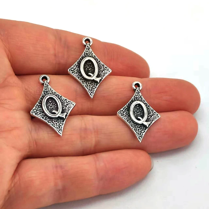 50pcs 2.4cmx1.6cm cute Poker Square J Q K A charms DIY