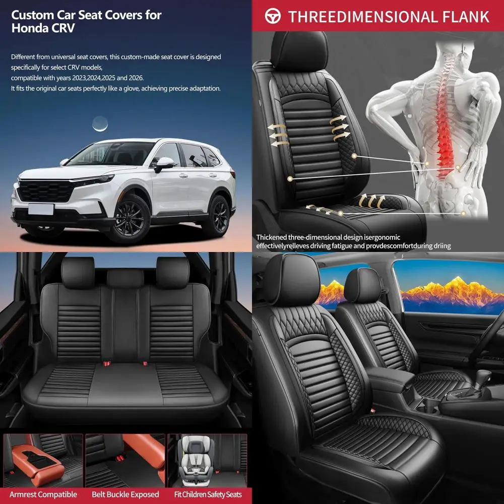 

Fit CRV Car Seat Covers for Honda CR-V 2023-2024-2025-2026 - Upgraded Premium Waterproof & Breathable Leather, Airbag Compatible