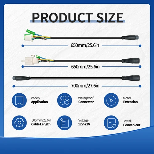Imagen 2 del producto Cable de conversión de Cable de extensión de Motor de cubo Ebike Julet de 9 pines y 60cm para accesorios de bicicleta eléctrica