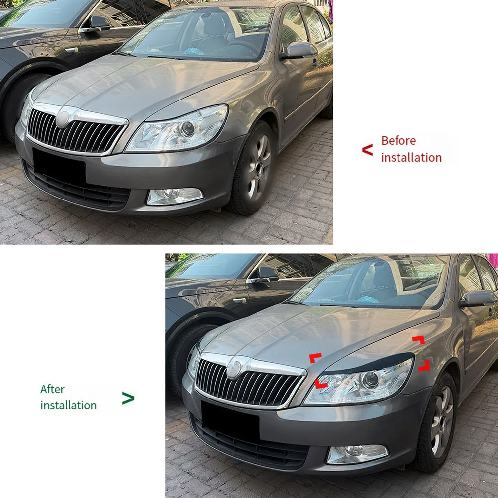 Headlight Eyebrow Eyelid Trim Cover For Skoda For Octavia For MK2.5 2008-2012 ABS Piano Black Carbon Fiber Car Exterior Styling