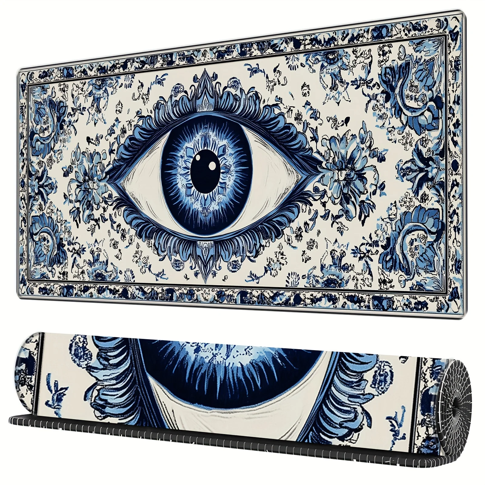 Blue eye design large desk mat Persian anti-slip rubber mousepad washable keyboard mouse pad work and gaming computer Table mats