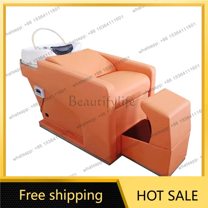 Factory Direct Sales Shampoo Bed Ceramic Basin Hair Salon Reclining Chair Flush Bed Barber Shop Special