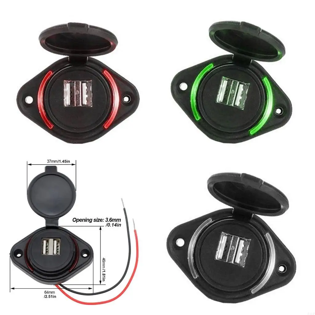 F1CF High Speed 3.1A Double Port Car Power Adapter for 12 24V Auto Marine Applications