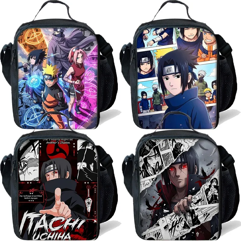 Naruto Insulated Lunch Bags Boys Girls Cartoon Anime Pattern Picnic Bag Women Men Portable Large Capacity Handbags Party Gifts