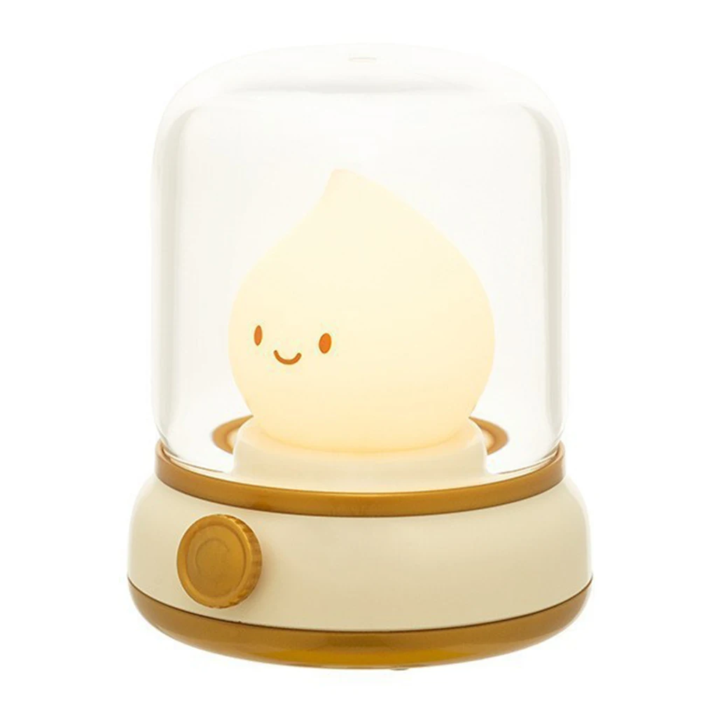 Cute Kerosene Lamp USB Rechargeable Dimmable Candle Night Light 1800K 3000K Warm Light Silicone Flame Amber Light Sleep Soothing