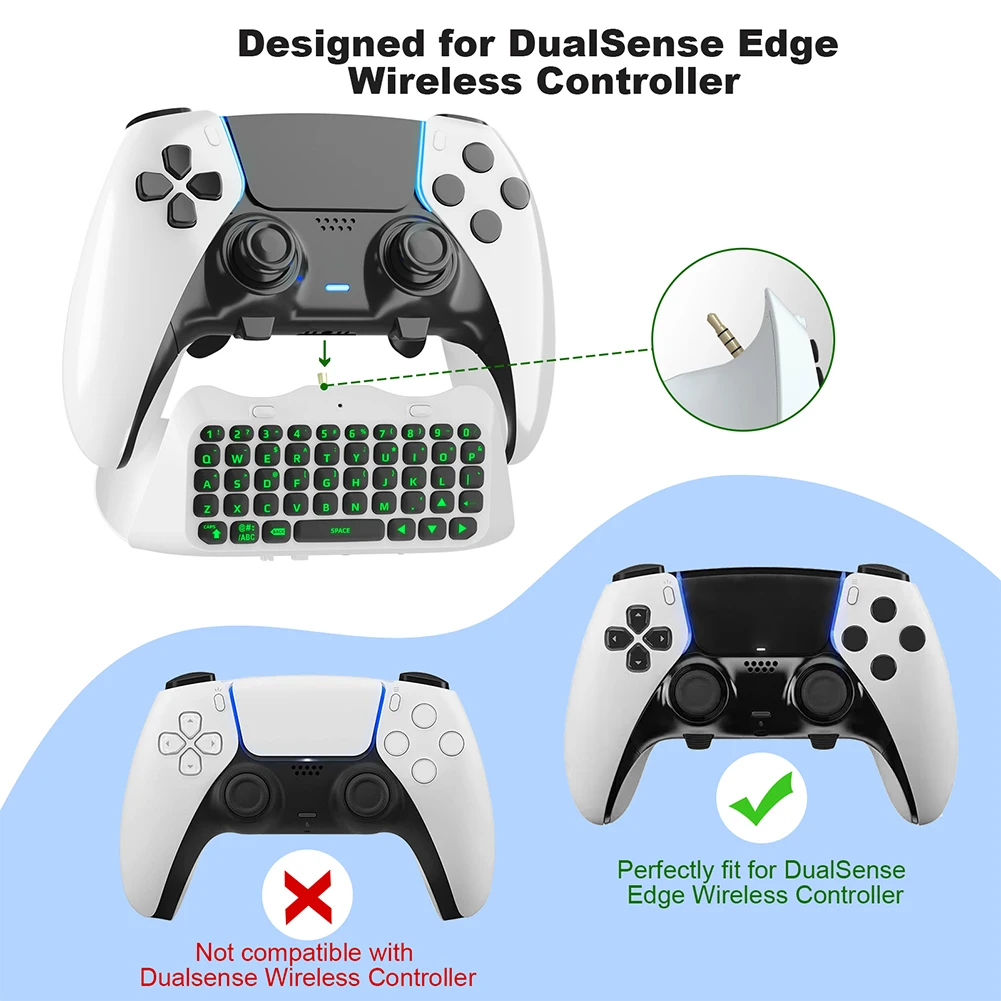 Controller Keyboard Bluetooth-Compatible External Keyboard Green Backlight Built-in Speaker for PS5 Elite Handle