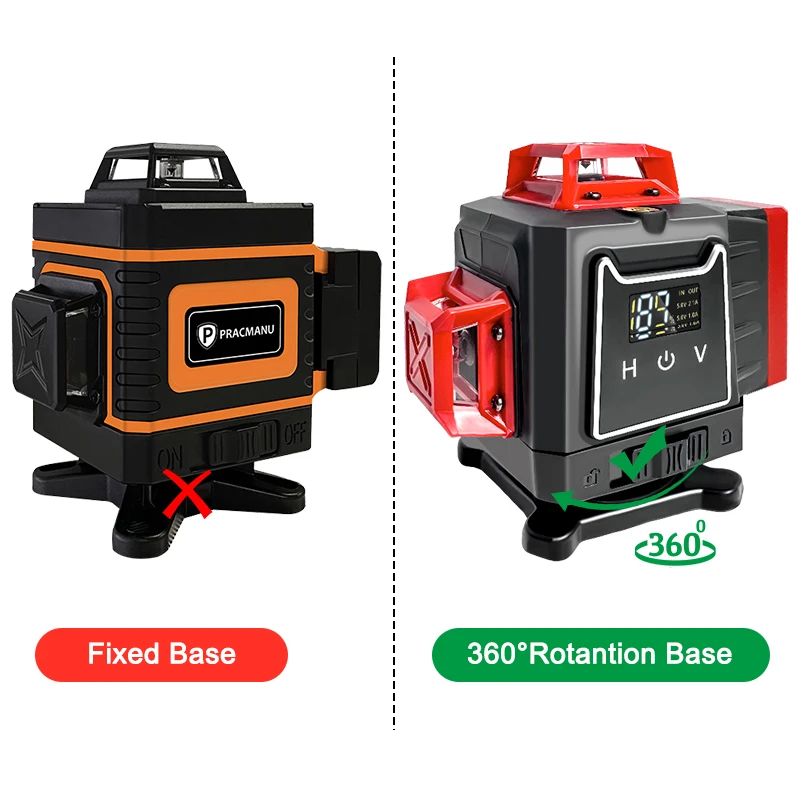 Pracmanu 16 Lines 4D Laser Level Horizontal And Vertical Cross Super Powerful Auto Self-Leveling Green Line  Laser Level