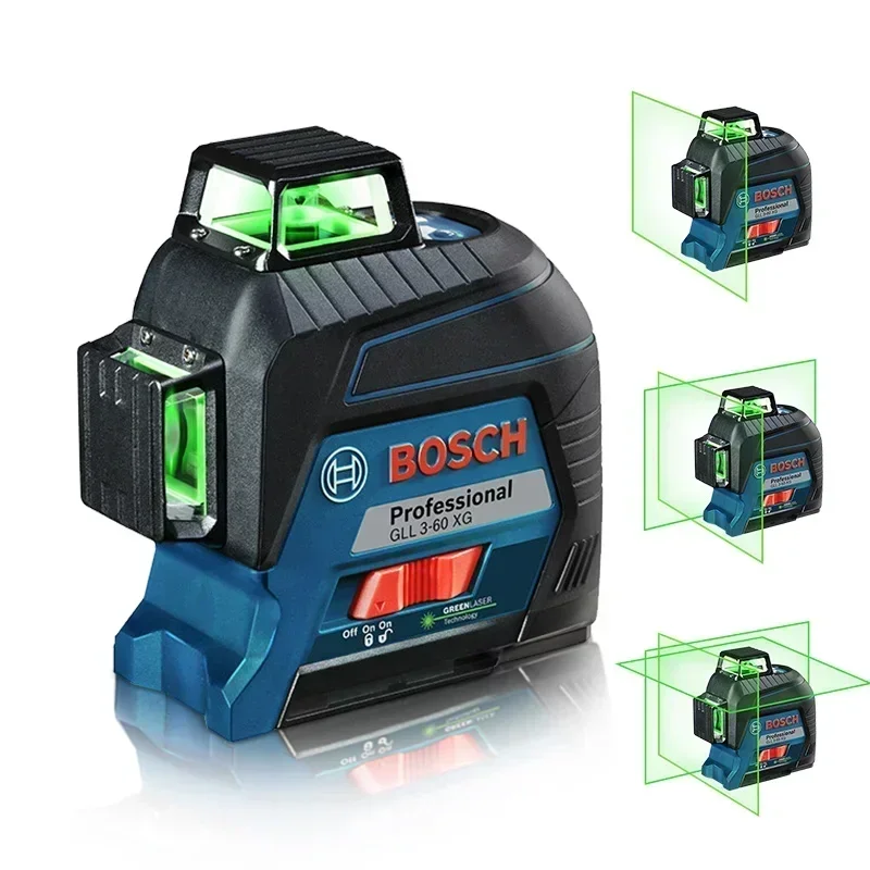 BOSCH 12 Lines Laser Level Green 3D Level Self-leveling 360° Horizontal & Vertical Cross Super Powerful Measuring Tool GLL3-60XG