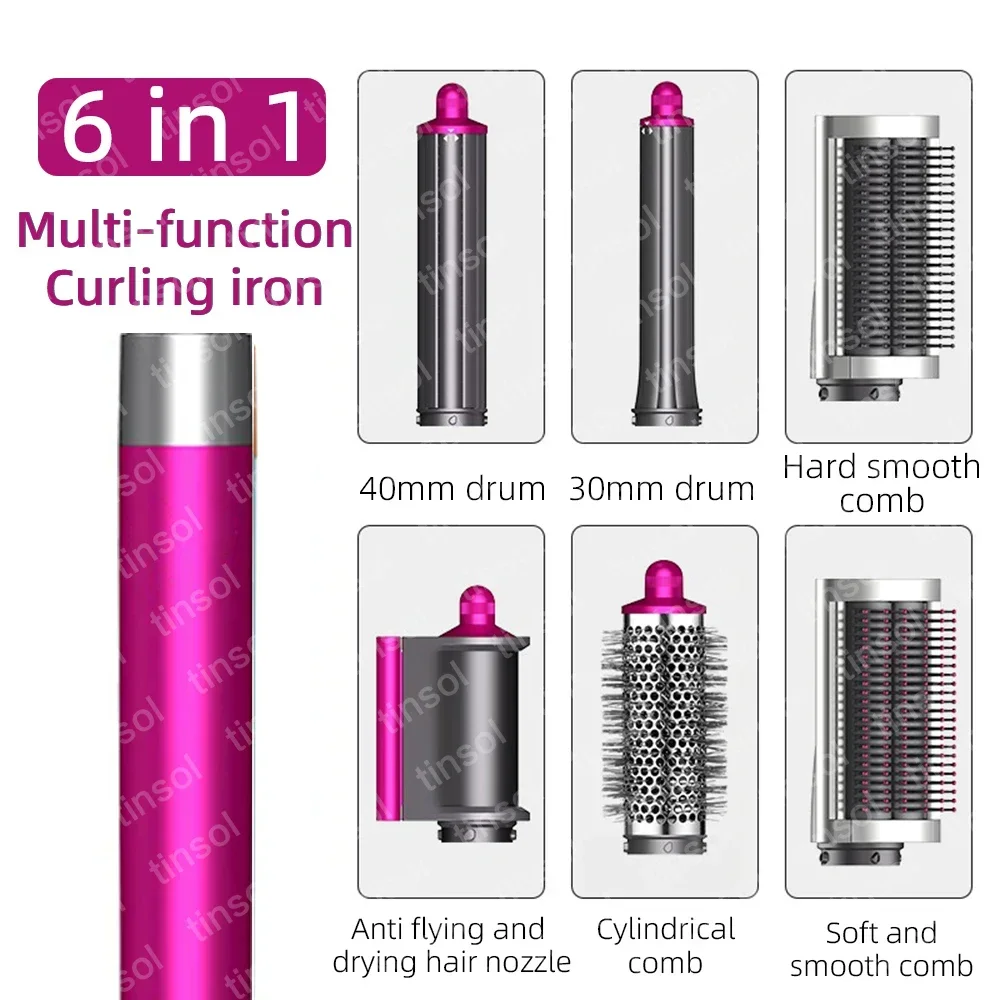 

6 in1 Multi Professional Hair Styler Curling Iron Hair Straightener Curling Barrel Brush Hair Dryer Salon Hair Styler Tool Home