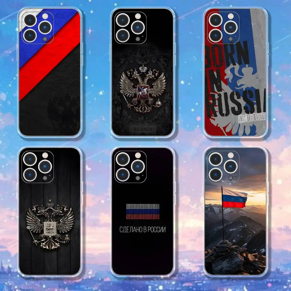 

R-Russian Flag Phone Case For iPhone 17,16,15,14,13,12,11 Pro,Max,Plus,X,XS,XR,SE4,E Mini Transparent Soft Cover
