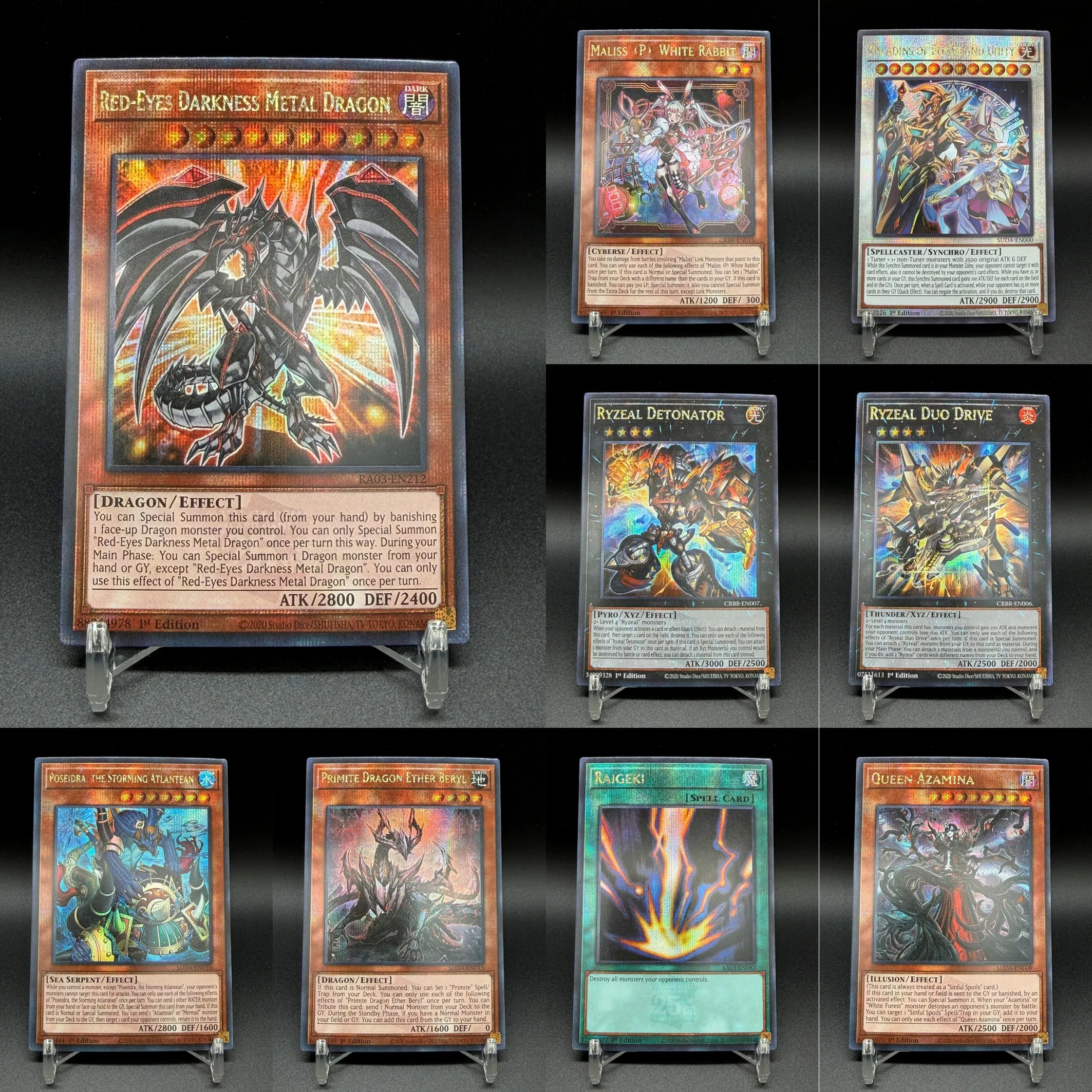 YGO Style Proxy Card Set 9PCS DIY Orica Custom Duel TCG 25th Anniversary Anime Fan Made Collectible (Red-Eyes/Ryzeal/Maliss)
