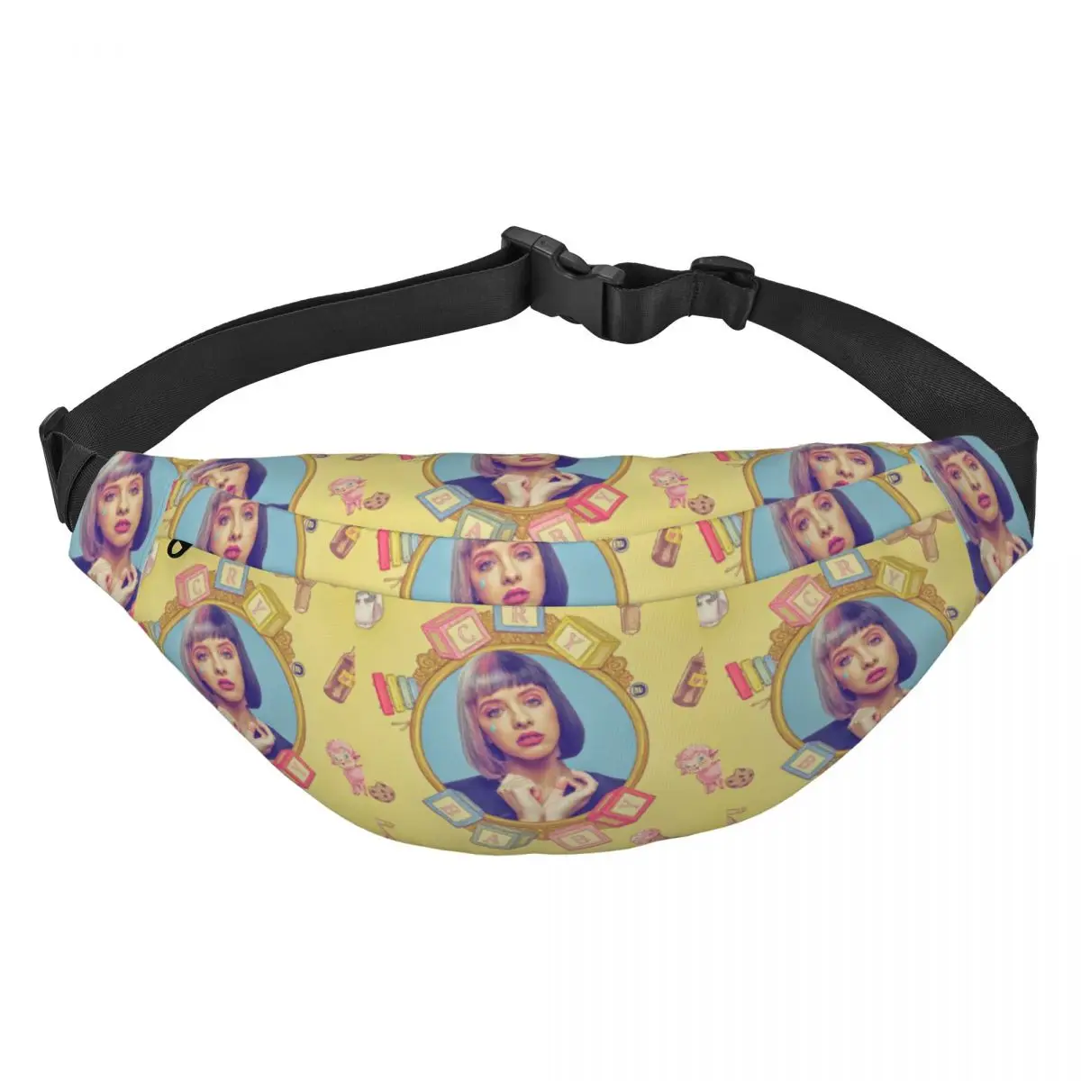 

Custom American Folk Singer Melanie Martinez Fanny Pack Men Women Sling Crossbody Waist Bag for Traveling Phone Money Pouch