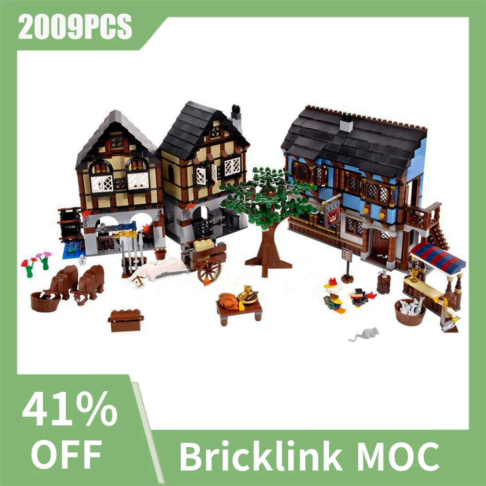 

2009PCS European Medieval Market Village Street View DIY Retro creative ideas ChildrenToy BirthdayGift building blocks MOC-10193