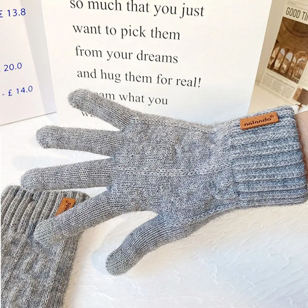 خمسة أصابع أفخم قفازات الحياكة الكورية نمط يندبروف كامل فنجر القفازات قفازات ركوب الدراجات الدافئة الدراجات القيادة قفازات الرجال