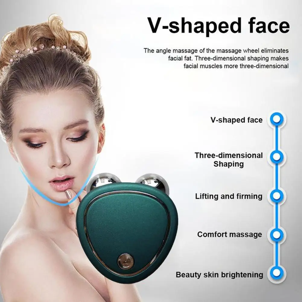 Verde EMS Face Lift Massager Macchina Rullo Microcorrente Dispositivo facciale Strumento di bellezza Ringiovanimento Stringere la pelle Strumento per il viso