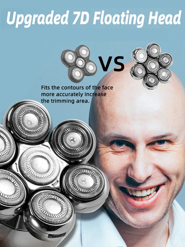 رجل 7 شفرة الحلاقة استبدال رؤوس الحلاقة العائمة قابل للغسل الكهربائية 7D ماكينة حلاقة قادين عدة شفرات القاطع