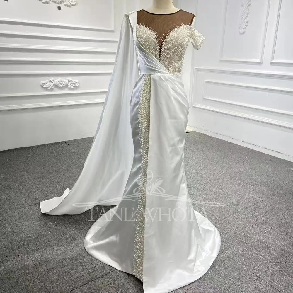 Hochzeitskleid 2025 O-Collo con spalle scoperte Lace Up Back Perline Abito da sposa sexy Abito da sposa di lusso personalizzato