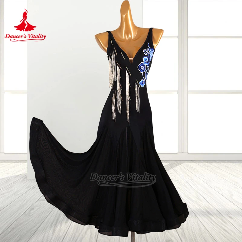 社交ダンス ノースリーブ バックレス トレーニング パフォーマンス モダン ドレス 大人用 フォックストロット ワルツ 衣装 カスタマイズ ダンサーの活力