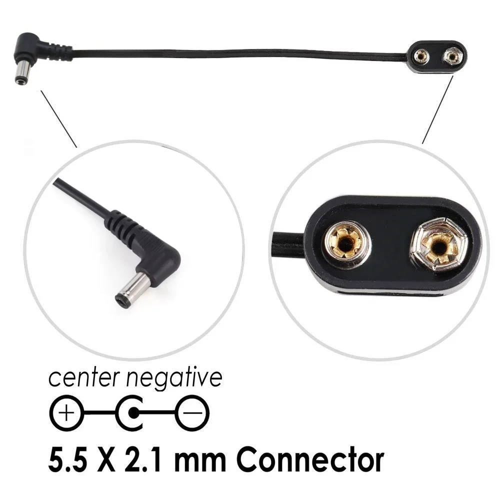 1/3PCS 9V Battery Clip Converter Cable 5.5mm 2.1mm Male Plug 9 Volt Power Supply Cable Snap Connector for Guitar Effect Pedal