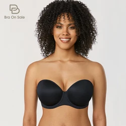 Women's Underwire Strapless Bra for Big Busted Contour Multi Way Full Coverage Plus Size Push Up Slightly Padded