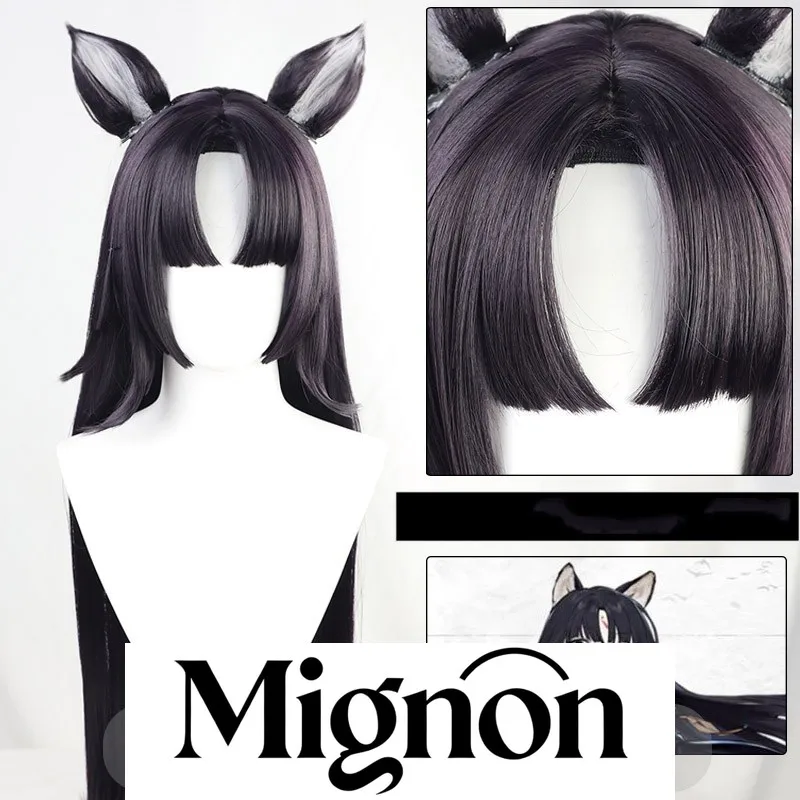 

Парик для косплея Arknights Saga, длина 1 м, прямой, темно-фиолетовый, подарок на Хэллоуин